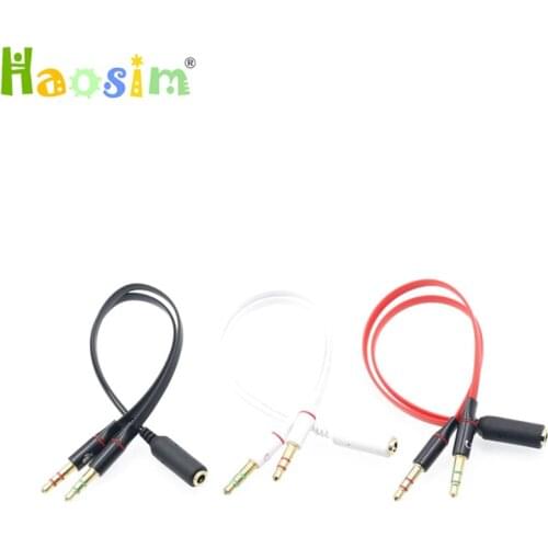 100pcs/lot 3.5mm 1 Female to 2 male AUX Audio Cable Mic Splitter Cable Earphone Headphone Adapter Cable for Phone pad Mobile