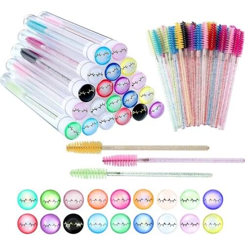 25/50pcs Reusable Mascara Wand Tube Disposable Eyelash Extension Brush Wand Replaceable Dust-proof Eyebrow Eye Lash Brushes