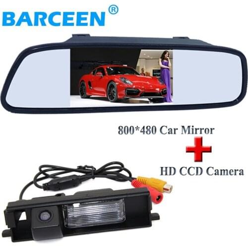 4.3" wire car parking mirror monitor with black plastic shell car rear reversing camera glass lens for Toyota RAV4(2009~2012)