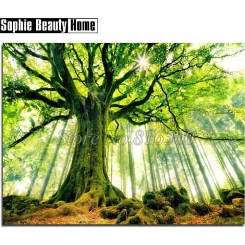 5D Diy Diamond Painting Scenery Green Trees Diamond Embroidery Pattern Rhinestones Full Diamond Mosaic Home Decor Gift 188297