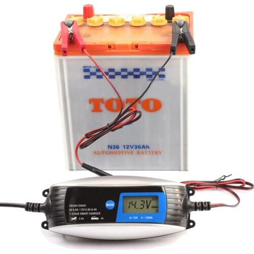 6V/12V 0.8/4A Motorcycle Car Digital Rechargeable Battery Charger IP65 Waterproof Screen Display