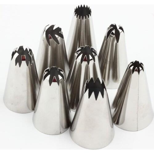 8Pcs Big Size Russian Pastry Icing Piping Nozzles Stainless Steel Decorating Tip Cake Cupcake Decorator Rose Accessories Kitchen