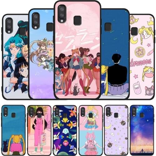 Japanese Anime Kawaii Sea Moon Cute black Phone Case For Samsung A10 M10 A20 A30 A40 A50 A30S M20 M30 M30S A60 A01 A21 A31