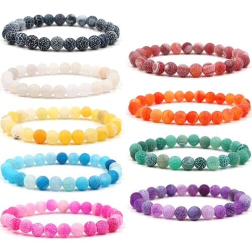 Colorful Natural Weathered Stone Bracelet 8MM Rock DIY Essential Women Men Bracelet Jewelry Gift