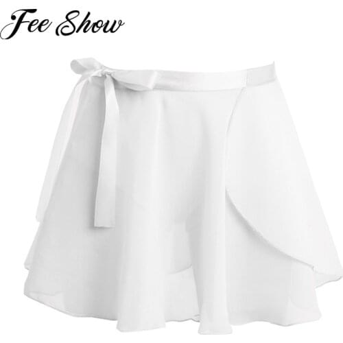 Kids Girl Ballet Tutu Dance Costume Skirt Dance Basic Classic Chiffon Mini Pull-On Wrap Skirt Teen Girls Practice Leotard Skirts
