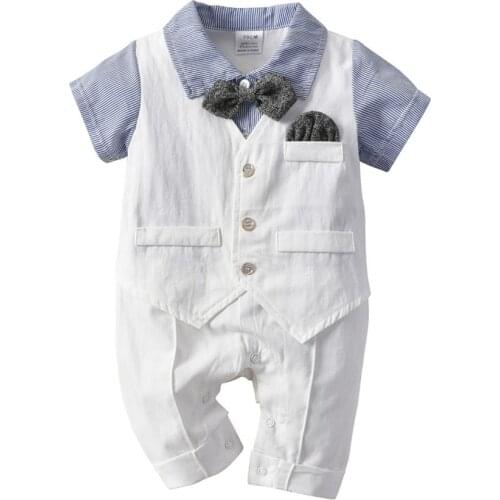 VTOM Summer Newborn Baby Boys Sets Baby Cotton Short Sleeve Rompers +Pants 2PCS Baby Sets Boys Clothes XN18