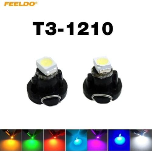 FEELDO 50Pcs DC12V T3 1210/3528 Chip 1LED Car Dashboard Meter Panel Light Bulb LED light Bulbs 7-Color