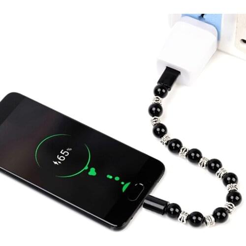 Bead Pure Color Bracelet USB Cable Universal Mobile Phone ipad Charger For iPhone Micro USB Type C Sync Data Fast Charging Cord