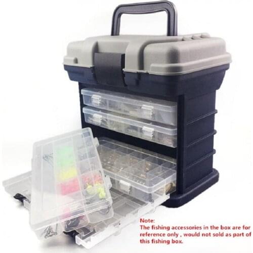 4 Layer PP+ABS Sea Fishing Tackle Box with Plastic Handle Storage Fishing Lures Tools Accessories for Outdoor Fishing