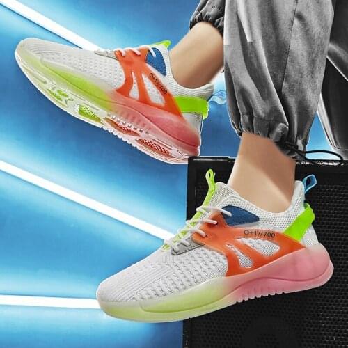 Summer Fashion Casual Men Sneakers Mixed Colors Chunky Man Popcorn Sneakers Knitted Shoes Mesh Men Breathable Flats basket homme