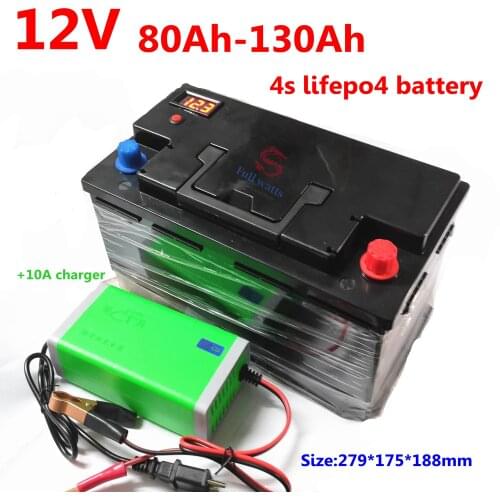 Lithium 12V 12.8v 120AH 100Ah 80Ah 130Ah lifepo4 battery deep cycle for 1200W boat inverter subwoofer golf cart +10A Charger