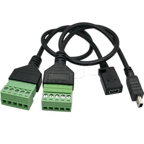 Mini USB Male Female to 5 Pin Screw Connector 30cm Shield Terminal Plug Adapter Cable Converter Wire Charging Data Trans