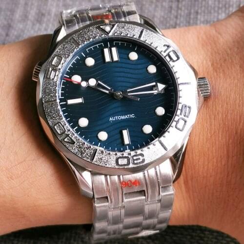 41mm Automatic Mens Watch Japan Miyota8215 NH35A Movement Blue Dial Sapphire Date Window Bracelet Aluminum Bezel Insert