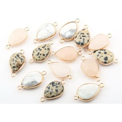 Natural Stone Agates Pendants Water Drop Shape Double hole connector DIY for Necklace or Jewelry Making Size 27*14*8 mm