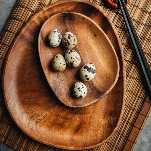 Irregular Wood Plate Oval Shape Cake Fruit Dessert Plate Wooden Serving Plate Sushi Dish Coffee Tea Tray Wood Utensils Tableware