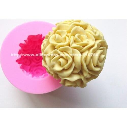 New! Free Shipping Rose Ball Shaped Silicone Mold Cake Decoration Fondant Cake 3D Mold Food Grade Silicone Mould 240