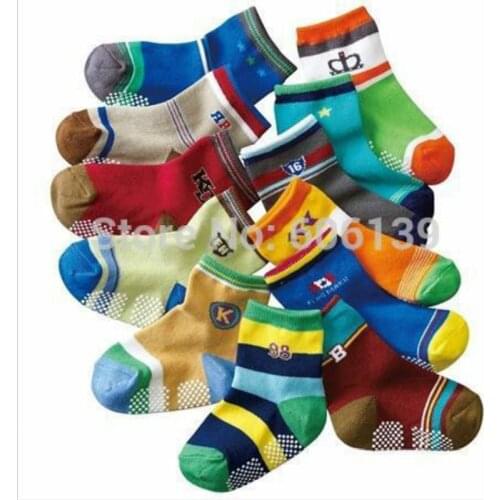 New Soft Baby Socks Floor Non-slip Cartoon Sock 1-3 Years Old Baby Boy Girl Children Cotton Socks 12cm-15cm 12pair/lot