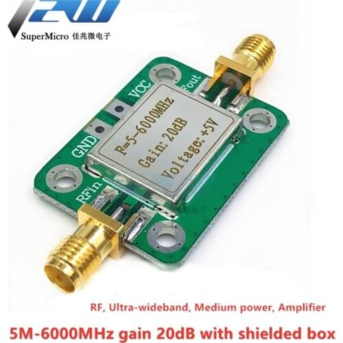 Wideband Signal Amplifier Board with 5-6000MHz Gain, RF, 20dB, 5M-6GHz DC 5V 85mA Power Amplifier Module