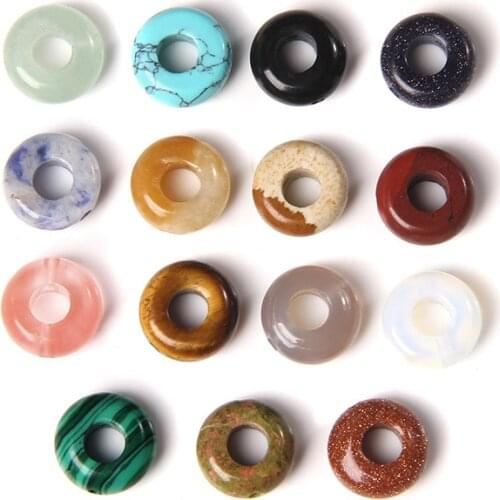 15 Kinds Natural Stone Rondelle Beads Pendant 11*11 mm Polished Big Hole Unkaite Green Aventurine Picture Jaspe For DIY Making