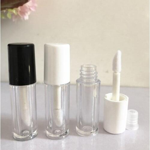 50pcs 1.3ml mini empty lip glaze tube 50mm white & black cap transparent bottle lip gloss tube Trial pack sub bottling
