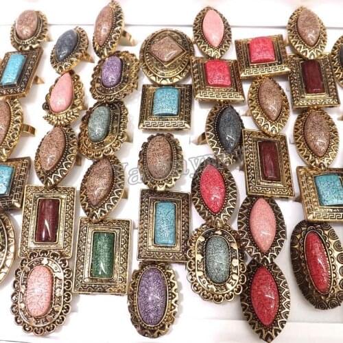 Gold Color Adjustable Indian Rings Mixed Size Oblong Shape Eye Shape 50pcs/Lot Wholesale