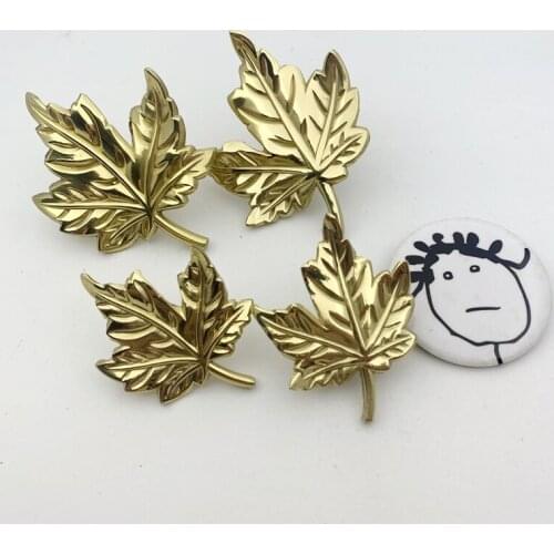 LCH Nordic Style Maple Leaf Shaped Handle Creative Solid Brass Knob Vintage Cabinet Drawer Pull Light Color Keys Holder