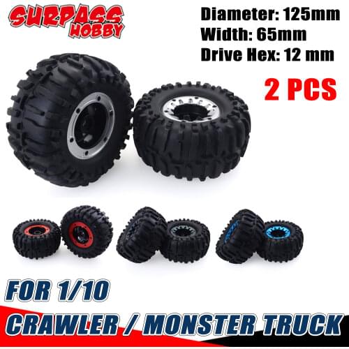 SURPASS HOBBY 2PCS RC 1/10 Car Big Foot Car Tires Crawler Wheel Rims for RC 1/10 Car Crawler Monster Truck SCX10 90046 traxxas