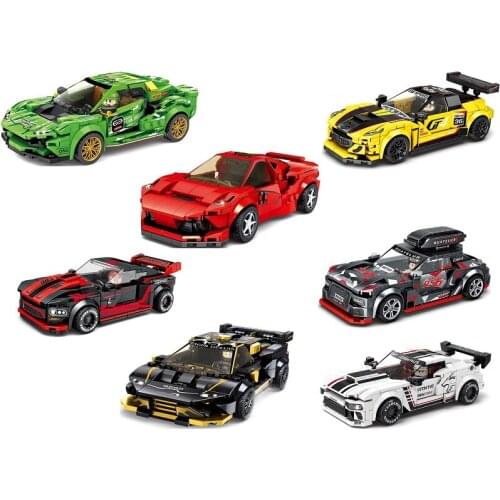 Speed Champions Famous car F8 F1 Ford Mustang GT40 R8 Dodge Super Building Blocks Kits Bricks Classic Model Toys for Kids Gift