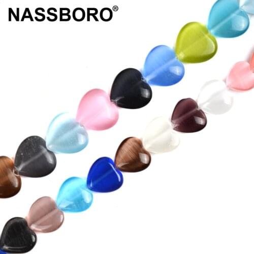 Heart Shape Cat Eye Glazed Glass Beads Lampwork Loose Spacer Beads DIY Bracelet Necklace Beads for Jewelry Making 12mm/14mm