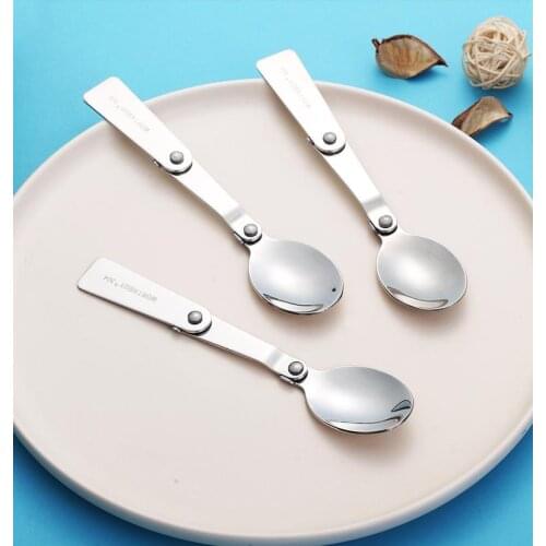 Stainless steel portable fork spoon out folding tableware cute creative single student spoon fork cloth bag folding spoon fork