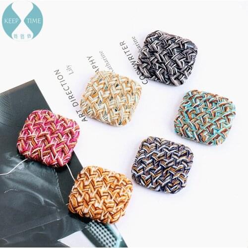 Knitted cotton colored woven fabric buttons, DIY headwear, brooch materials, pure handmade earrings accessories, trumpet