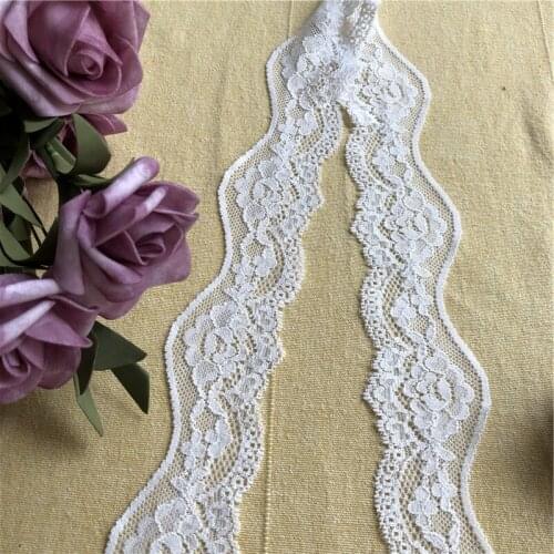 High quality beige S1863 4.5cm lace fabric lace ribbon elastic trim trimmings for sewing accessories