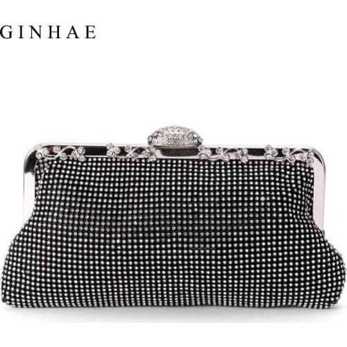 Ladies Luxury Designer Diamond Handbag For Women Evening Clutch Bags For Wedding Party Gold Chain Shoulder Bag Rhinestone Purse