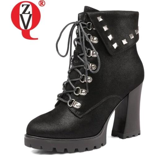 ZVQ Women winter New Style Leisure Fashion frenulum short boots Concise Comfortable Round Toe Solid color rivet decoration