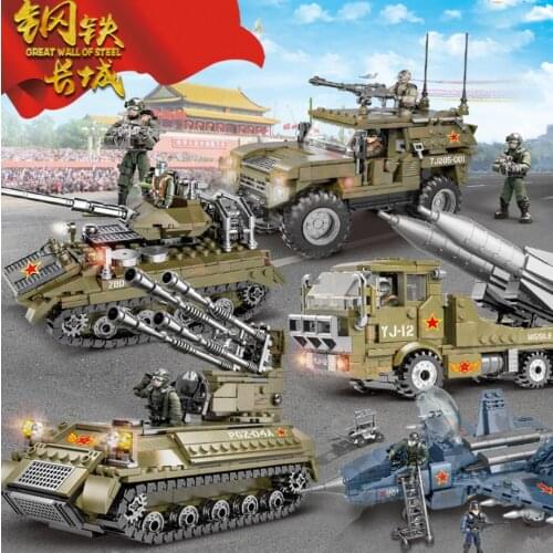 1:36 scale army action figure mega block YJ-12 Anti-ship missile military ZBD-03 airborne armored IFV car J31 fighter bricks toy