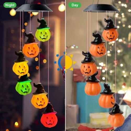 1PC NEW Solar Powered Outdoor LED Wind Chime Lamp For Halloween Decoration Light For Garden Lawn Landscape Hang Solar Light