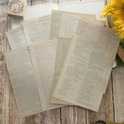 10 Sheets/lot One Page of Old Book Theme Manual Style Wrapping Creative Paper Craft Handmade Scrapbooking Decoration
