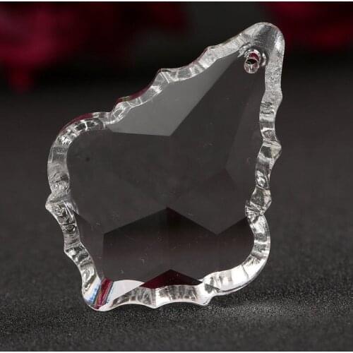 10pcs 38mm Double Sided Maple Leaf Prism Crystal Glass Pendant Chandelier Parts Home Party Hanging Ornaments