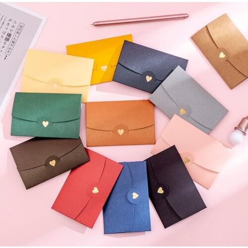 10 Pieces/Lot) 10.5*7CM Color Retro Bronzing Mini Envelopes Iridescent Paper Love Letter Invitation Envelope