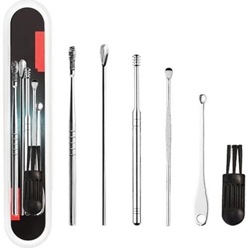 6 / 7Pcs/set Ear Wax Pickers Stainless Steel Earpick Wax Remover Curette Ear Pick Cleaner Ear Cleaner Spoon Care Ear Clean Tool