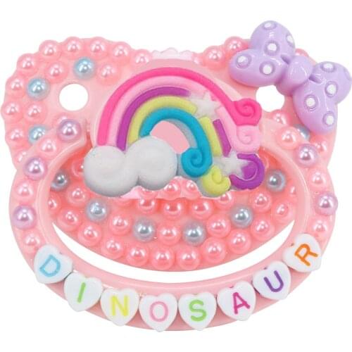 Abdl adult baby Pacifier pink rainbow pacifier ddlg customizable text Baby dummy little space silicone pacifier and accessories