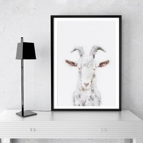 Goat Watercolor Prints Wall Art Picture Farm Animal Vegetarian for Office Decoration Nordic Poster Nursery Home Canvas Painting