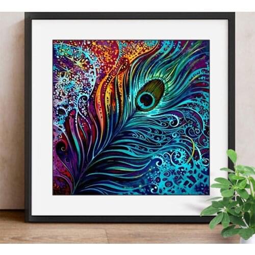 Diamond Embroidery Cross Stitch Feather Painting With Diamonds Picture Of Rhinestones Diamond Mosaic Scenic Handmade