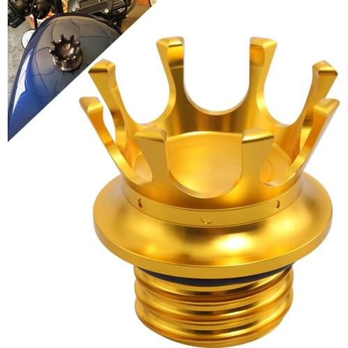 Aluminum Gold Motorcycle Crown Fuel Tank Gas Cap Cover Oil Cap Trim For Harley Sportster Road King Softail Dyna Universal