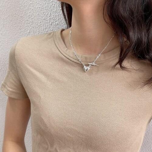 Amaiyllis 925 Sterling Silver Simple Fashion Love Clavicle Chain Necklace Light Luxury Heart Pendant Necklace Jewelry