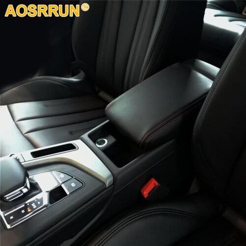 AOSRRUN PU leather Car Armrest Box Cover Car Accessories For Audi A4 B8 B9 2008-2016 2017-2018