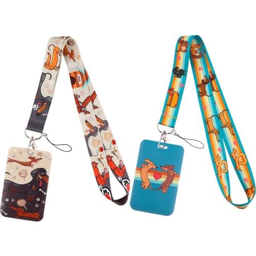 CB998 Cute Dog Paw Funny Dog Lanyard Credit Card ID Holder Bag Student Women Travel Card Cover Badge Car Keychain Decorations