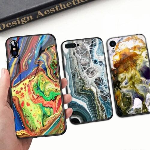 Tempered Glass Phone Case For iPhone 11 12 Pro Max 12 Mini XR X 7 8 6 6S Plus XS Max Tempered Glass Hard Marble Back Cover