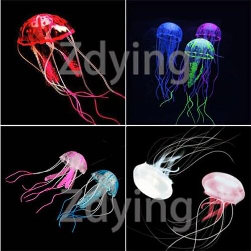 Zdying Colorful Artificial Jellyfish Pattern Square Shape Glass Cabochon Demo Flat Back Jewelry Findings For Keychain Brooch