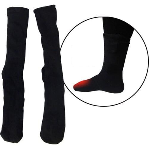 1 Pair Electric Socks Winter Heating Socks Aluminum Fiber Thickened Super Soft Socks + 2 Two-section Battery Boxes with Lights